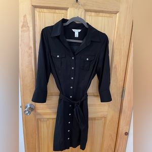 White House Black Market Midi Button Up Pull Tab Sleeve Dress Size 8